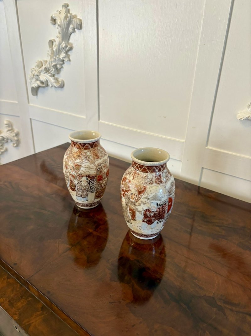 Pair of Antique Edwardian Quality Satsuma Vases - Image 4